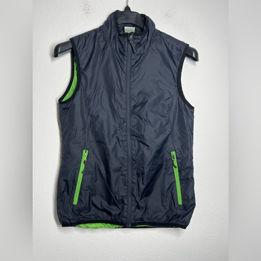 Crane Vest Full Zip  Black Green Ultra Light Woman’s Size 38 EU/ S-M US